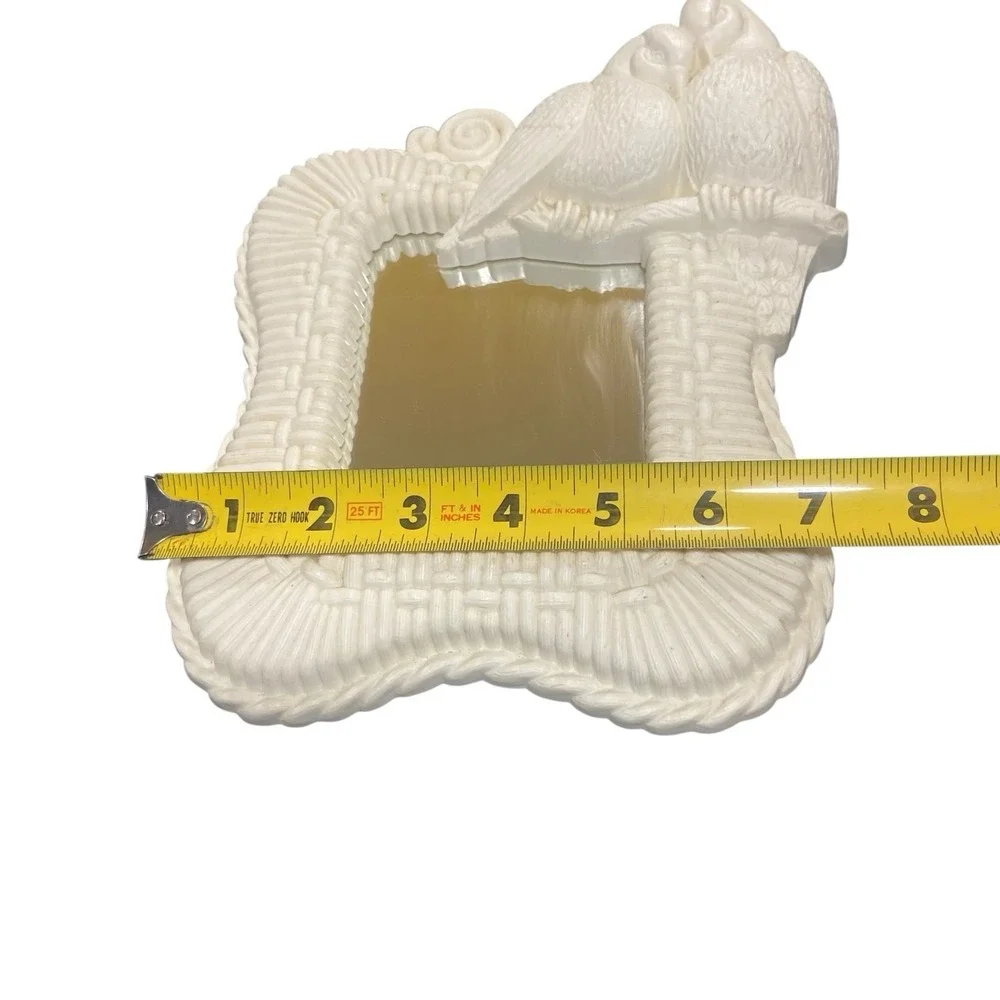 Vintage Frame Decor Mirror Love Birds Doves Decor Mirror Cream Plastic